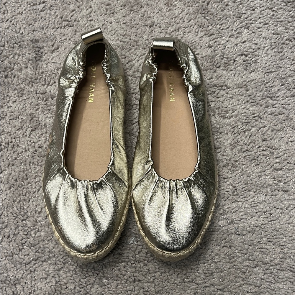 Cole Haan CloudFeel Seaboard Espadrille Flat in Soft Gold Leather